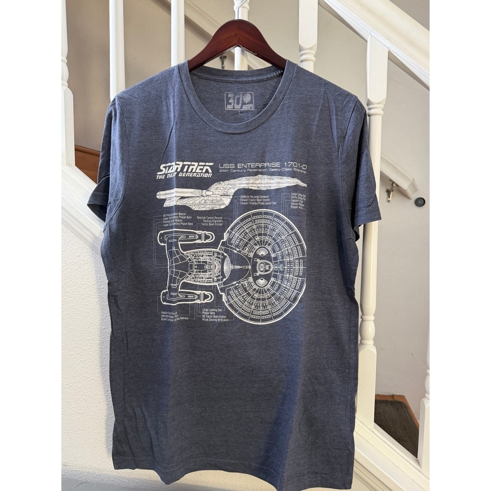 Star Trek The Next Generation USS Enterprise 1701-D Blueprint T-Shirt Mens L